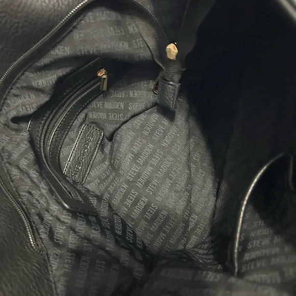 Steve Madden Black Faux Leather Bag Gold Hardware & Studs - Picture 7 of 14